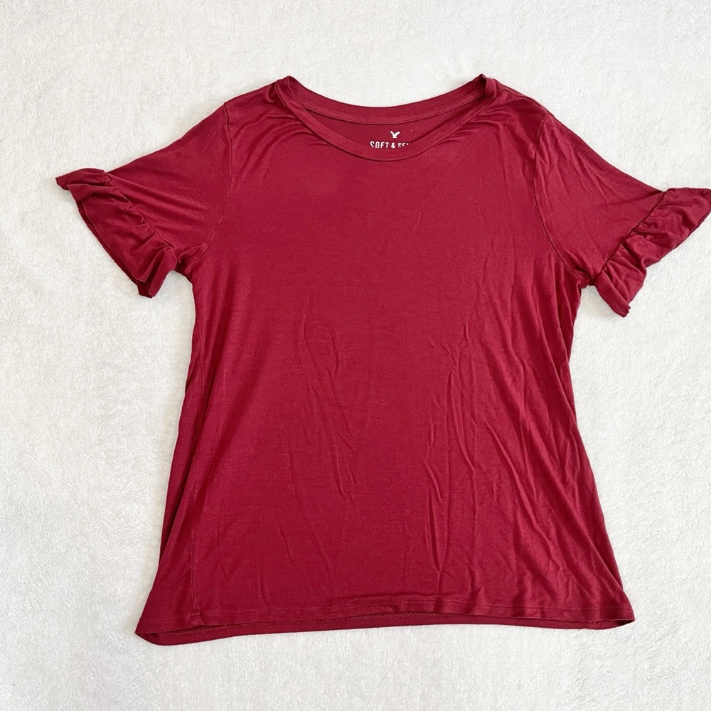 American Eagle Womens Soft & Sexy T-Shirt Stretch Cozy Size Small Red
